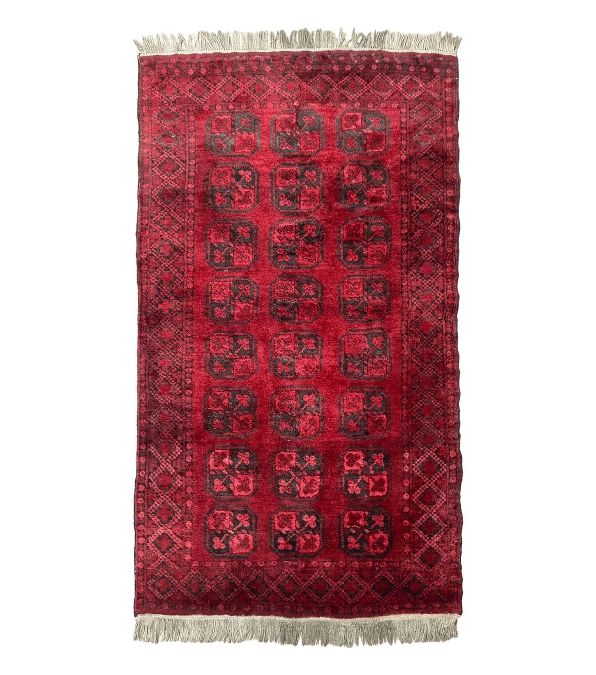 Afghan Turkoman Bokhara Bashir Rug 3x6, Red - Jewel Rugs