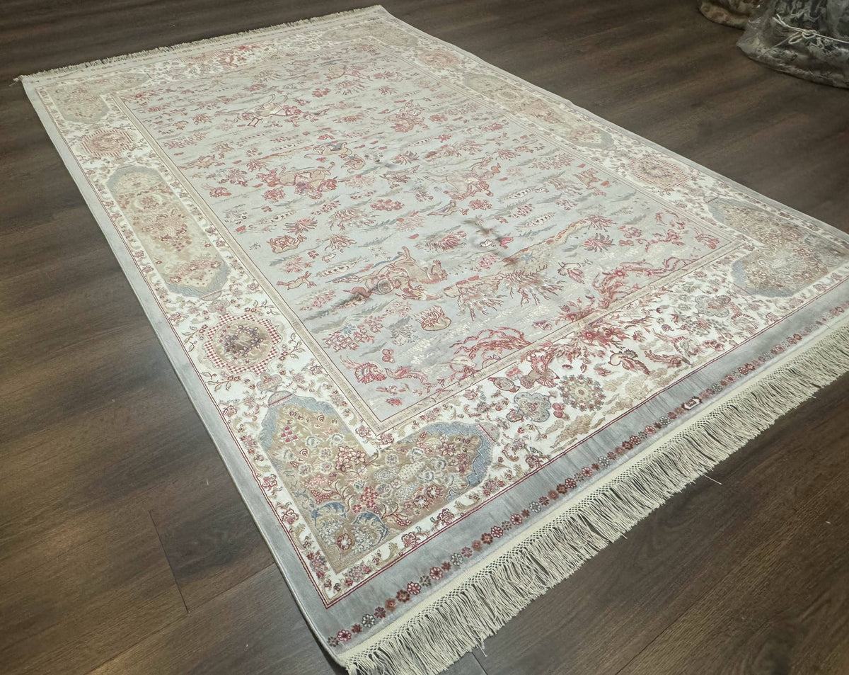 Turkish Silk Rug 5x7, Hunting Design, Animal Pictorials, Bamboo Silk - Jewel Rugs, view 13