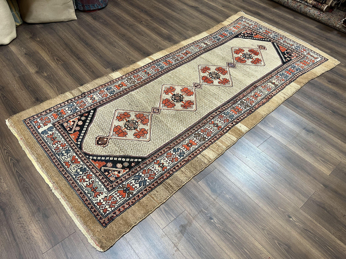 Rare Persian Sarab Tribal Runner Rug 4 x 10, Antique, Geometric Medallions, Camel Hair Runner - Jewel Rugs, view 12