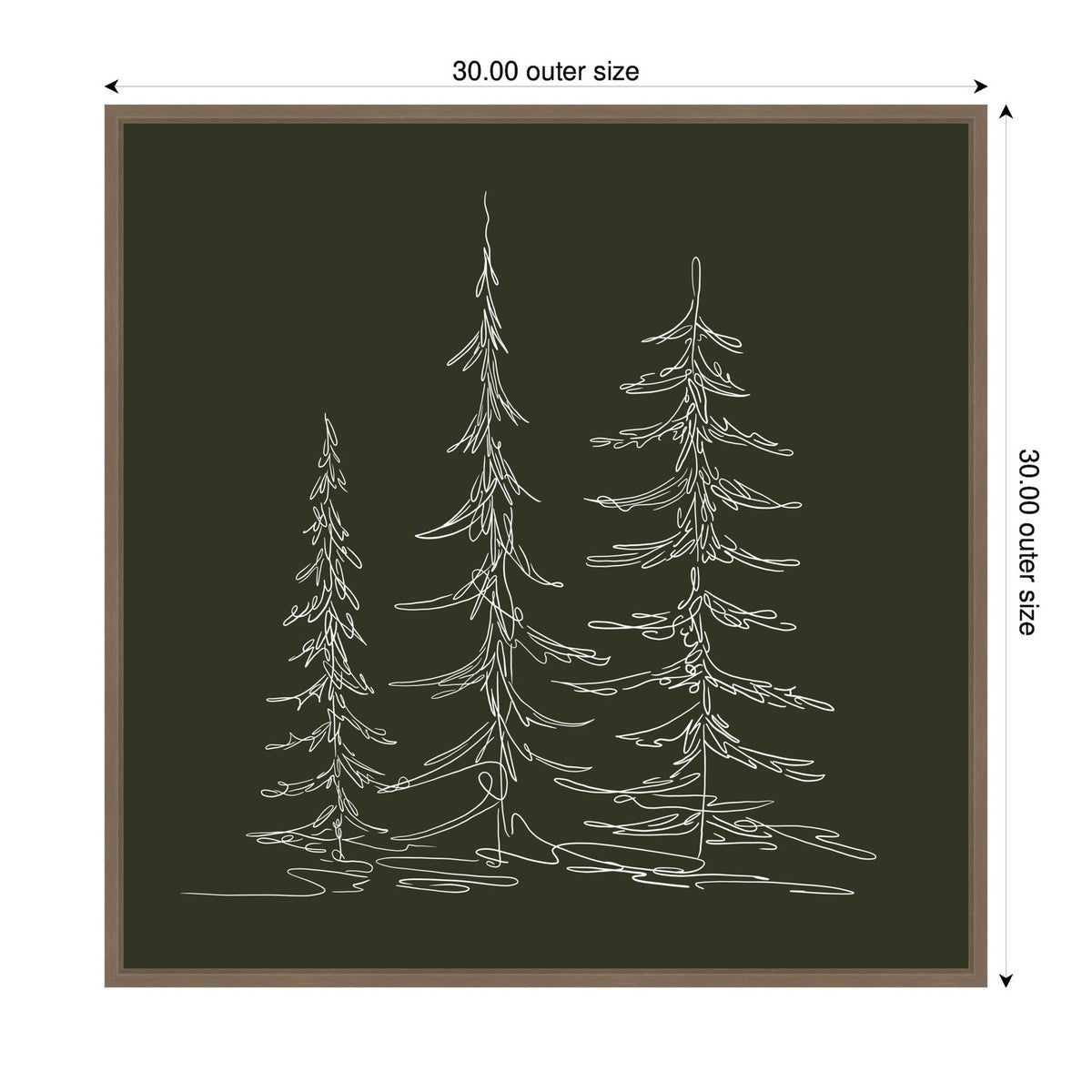 Sylvie Framed Canvas Minimalist Evergreen Trees Sketch Green by The Creative Bunch Studio