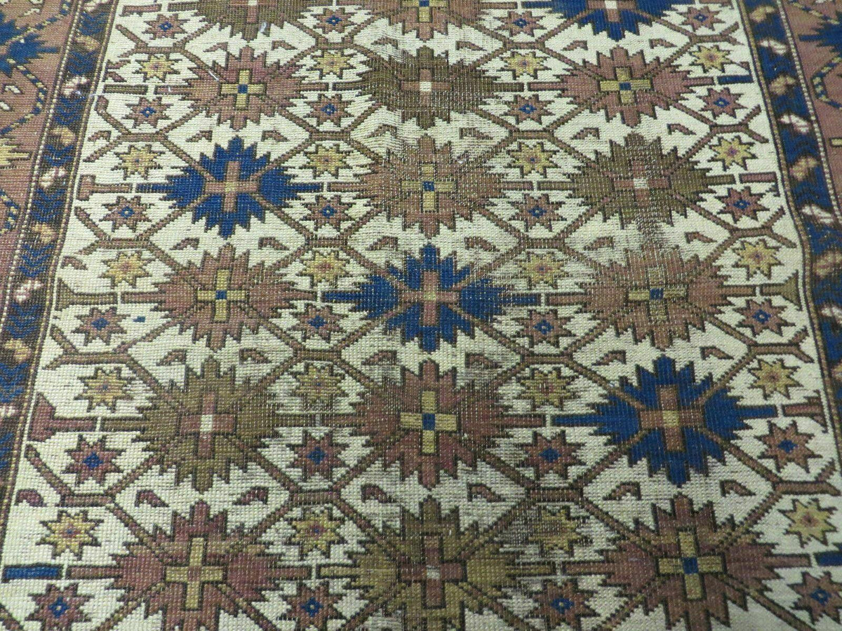 4' X 5' Antique Handmade Caucasian Kazak Shirvan Wool Rug Snow Flakes - Jewel Rugs, view 5