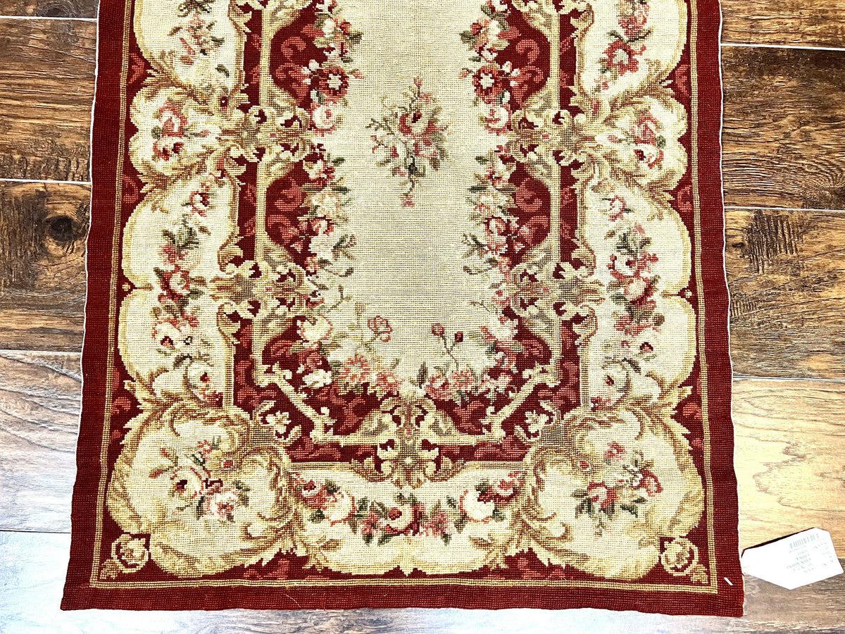 Needlepoint Runner Rug 2.5 x 10.7, Tan Runner Rug, Flatweave Runner, Aubusson European Design, Needlepoint Rug, Long Runner, Hallway Rug - Jewel Rugs, view 5