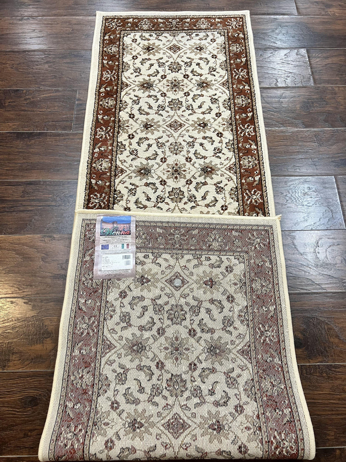 Runner Rug 2 x 7.6, Skinny Runner, Oriental Rug for Hallway, Ivory & Rust Red, Floral Allover - Jewel Rugs, view 12
