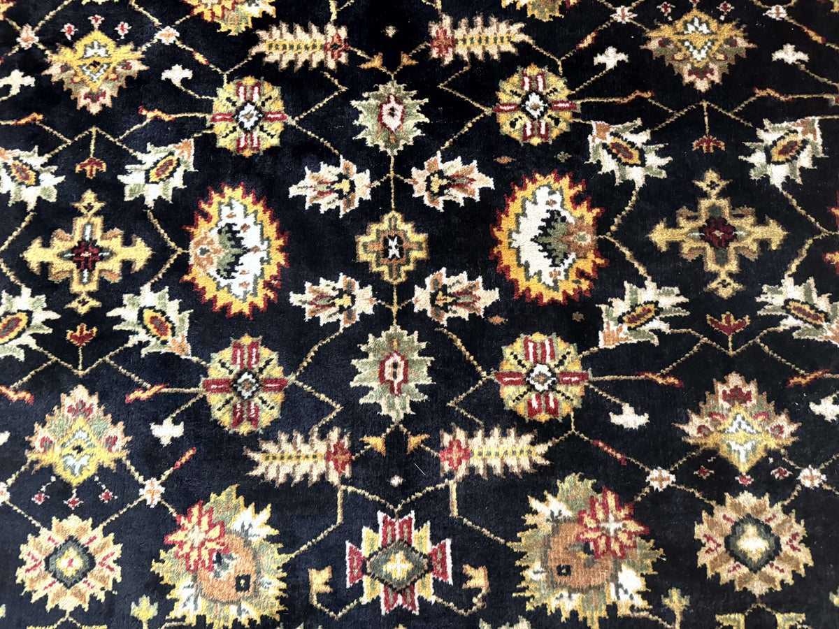 Indo Persian Mahal Rug 8x10, Black and Gold, Wool Hand Knotted Oriental Carpet - Jewel Rugs, view 5