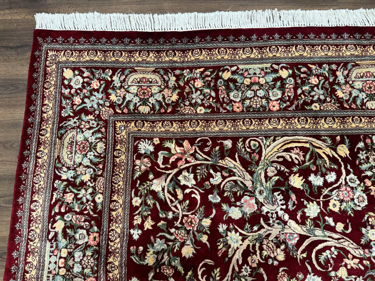 Burgundy Persian Rug 8x10, Pak Persian Floral Carpet, Very Fine 300 KPSI - Jewel Rugs, view 6