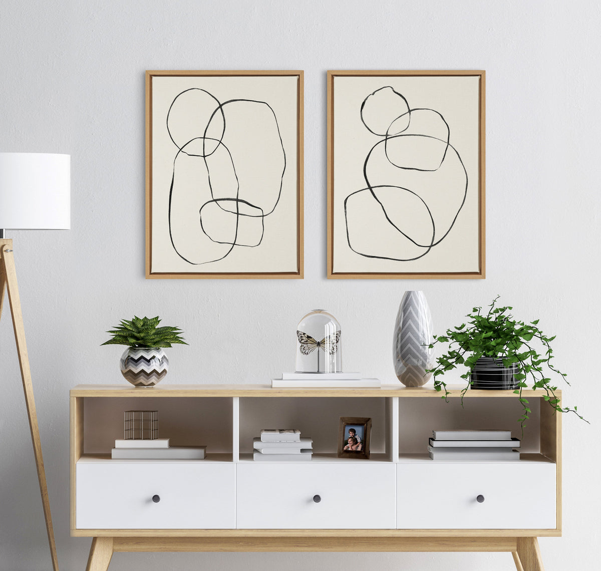 Sylvie Going in Circles Framed Textured Canvas Set by Teju Reval