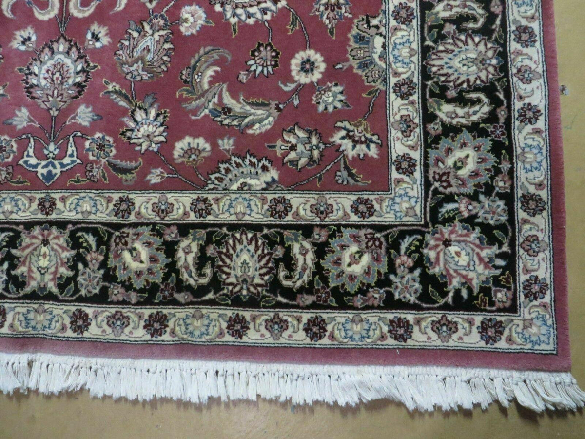 6' X 9' Vintage Handmade Fine India Floral Oriental Silk Accent Wool Rug Carpet - Jewel Rugs, view 9