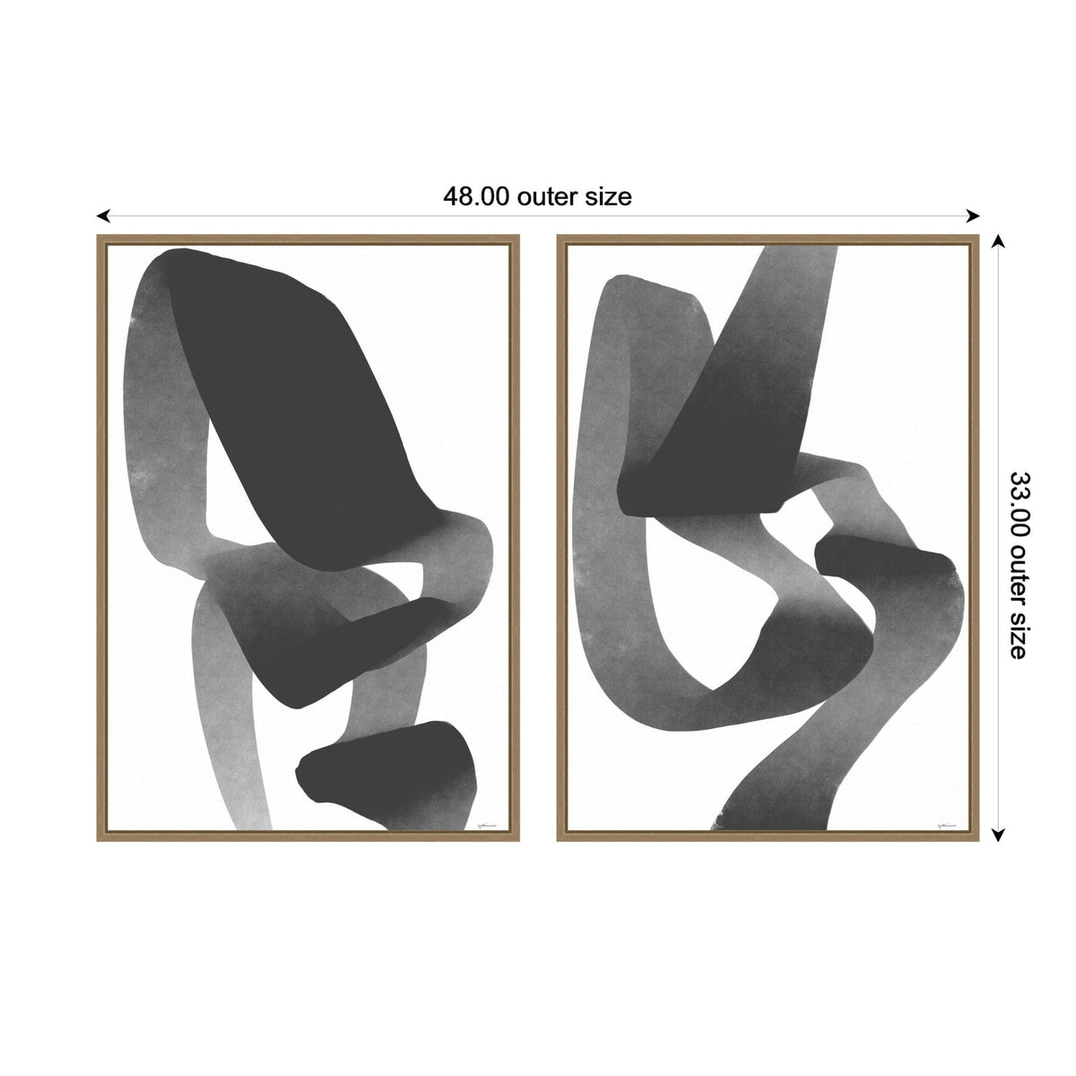 Black and White Abstract 01 & 02 2 Piece Framed Canvas Wall Art Set by Gabrielly Guedes