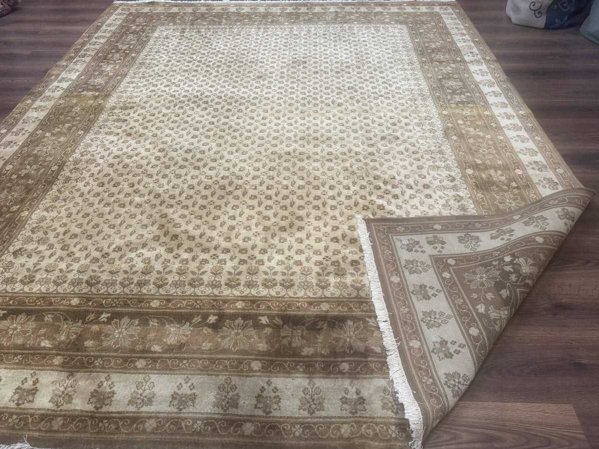 Indo Persian Rug 8x10, Allover Pattern, Beige, Wool Handmade Carpet - Jewel Rugs, view 12