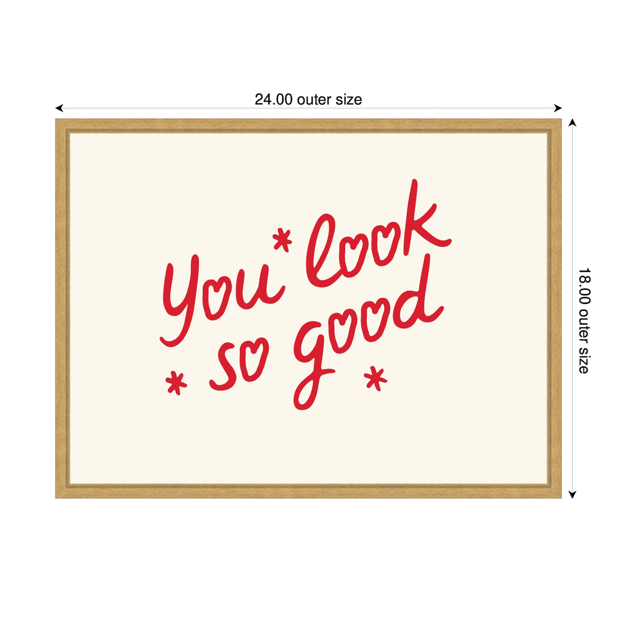 You Look So Good Red Motivational Typography by Lucky Guava Framed Canvas Wall Art Print
