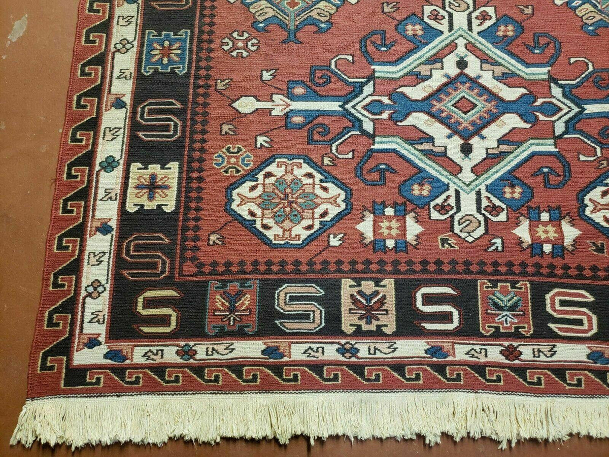 4' X 6' Vintage Russian Kilim Handmade Caucasian Soumak Flat Weave Wool Rug - Jewel Rugs, view 9