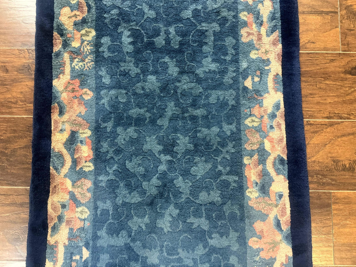Blue Chinese Wool Rug 2.5 x 4, Peking Rug, Fete Rug, Semi Antique Chinese Carpet - Jewel Rugs, view 5
