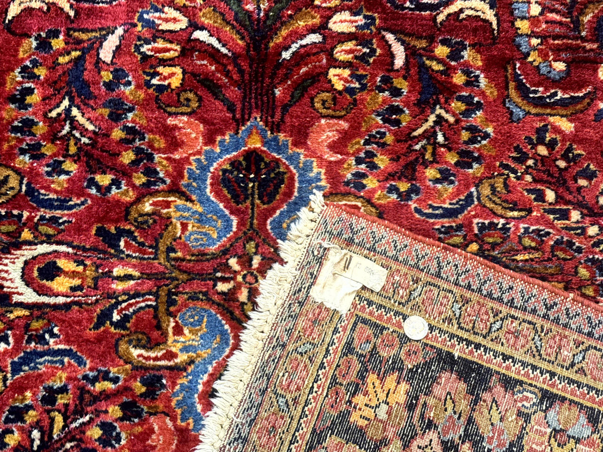 Persian Lilihan Rug 5x6, Red, Floral, Antique Persian Carpet - Jewel Rugs, view 11