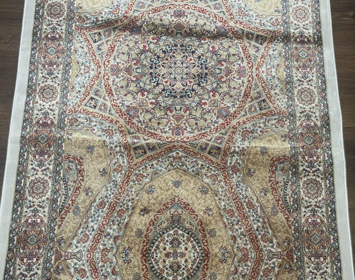 Turkish Silk Runner Rug 2.6 x 13, Dome Design, Hereke Runner, Bamboo Silk, New - Jewel Rugs, view 12