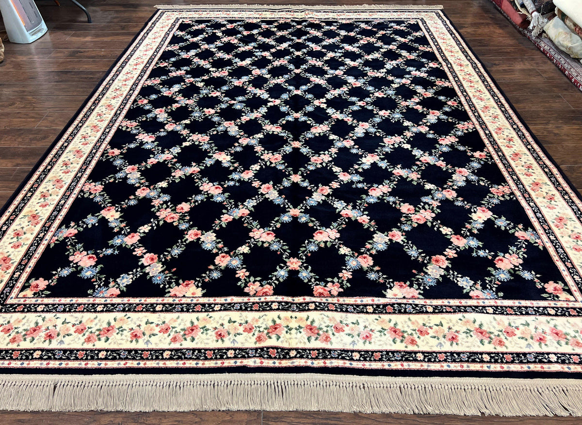 Karastan Rug 8' 8" x 12" Garden of Eden Collection Ebony Trellis #509/1270, Wool Pile Discontinued Vintage Karastan Carpet, Room Sized Rug - Jewel Rugs, view 2