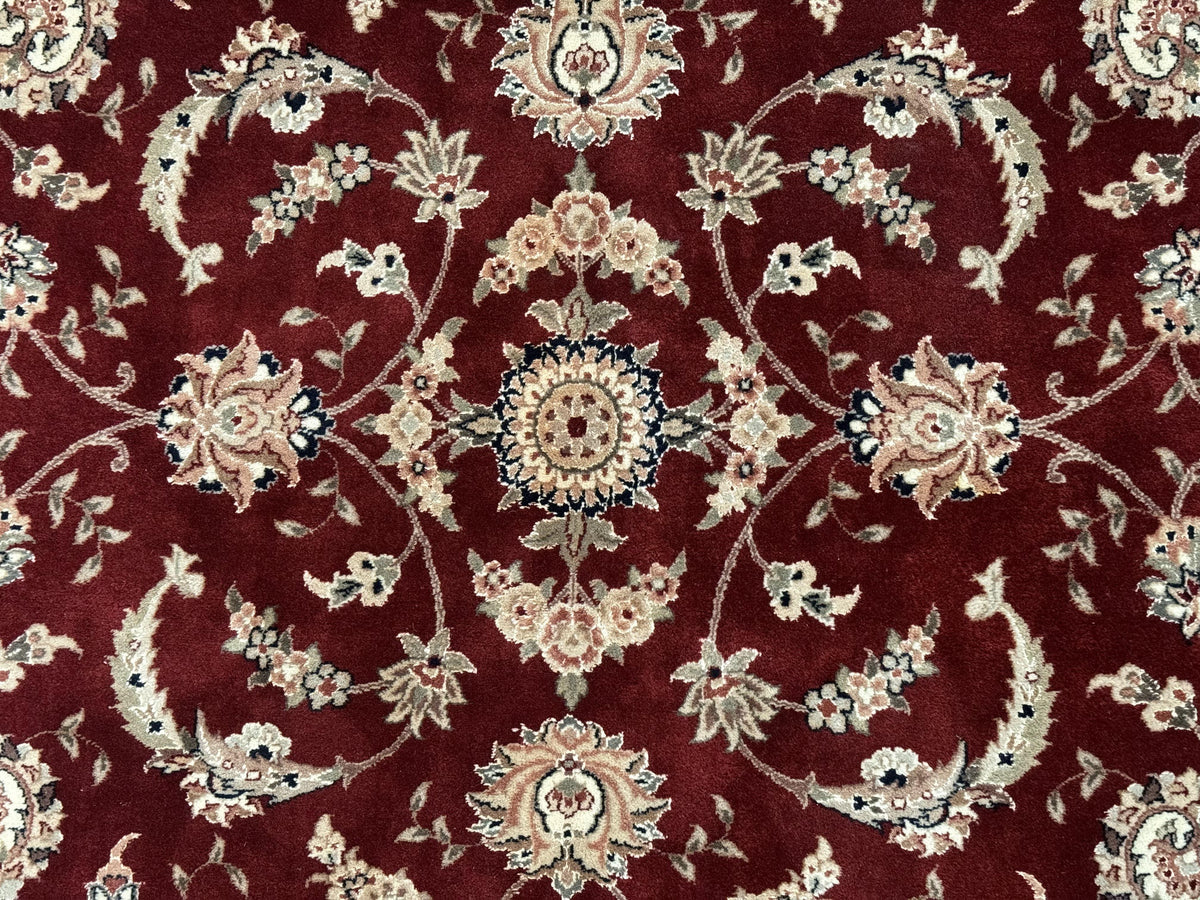 Maroon Persian Area Rug 8x10, Floral Allover, Pak Persian, Wool and Silk Highlights, Traditional Oriental Carpet - Jewel Rugs, view 5