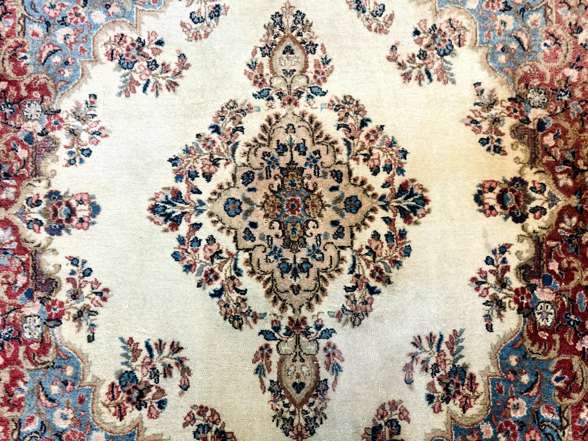 Square Persian Kerman Rug, Beige/Cream and Light Blue, Traditional Persian Rug, 5.5 x 5.5 ft - Jewel Rugs, view 5