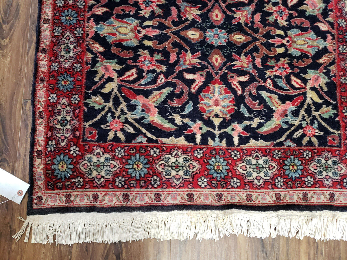 Antique Persian Sarouk Rug 3x5, Navy Blue, Allover Pattern, Hand Knotted - Jewel Rugs, view 9