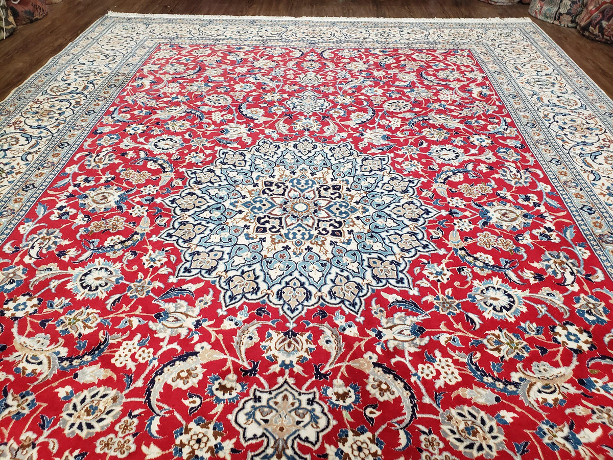 Persian Nain Rug 8x12, Red and Ivory, Signed - Jewel Rugs, view 11
