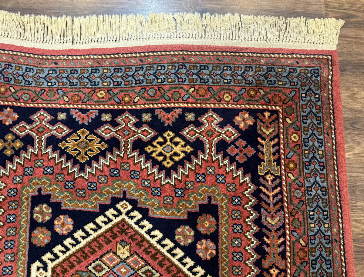 5x7 Persian Tribal Design Rug, Wool, Geometric Medallions, Vintage, Power Loomed - Jewel Rugs, view 8