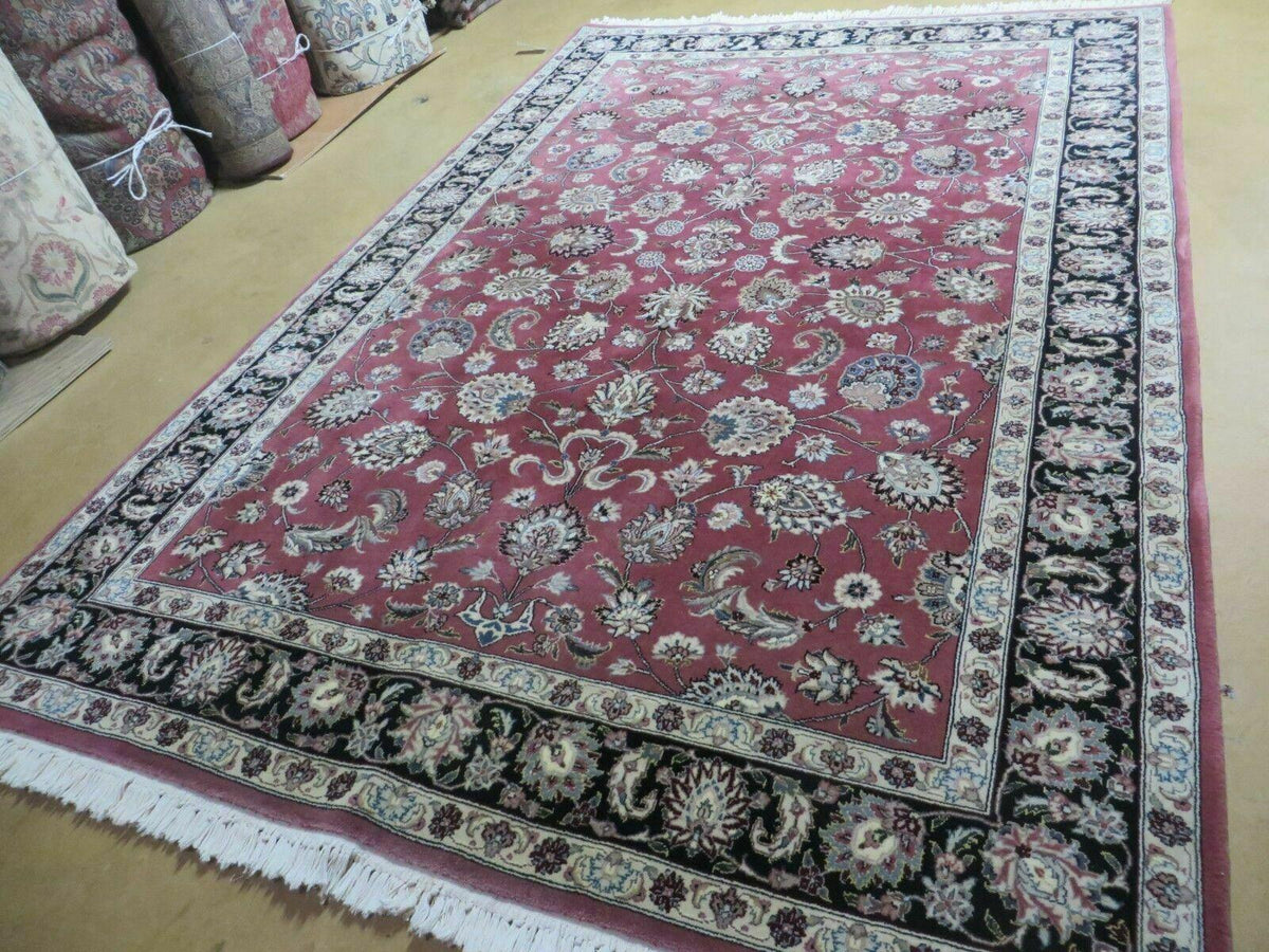 6' X 9' Vintage Handmade Fine India Floral Oriental Silk Accent Wool Rug Carpet - Jewel Rugs, view 2