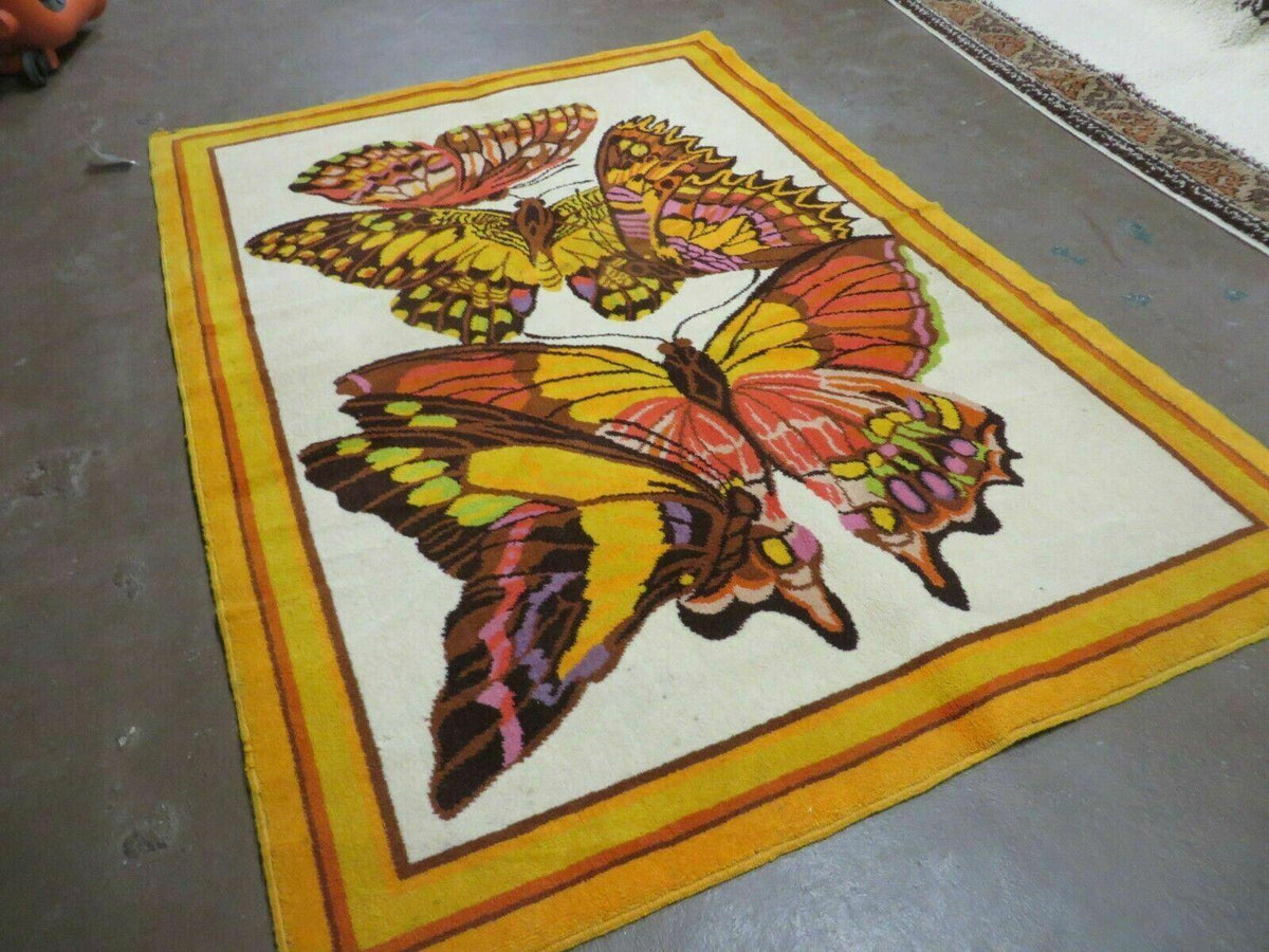 4' X 6' Tartare Modern Hand Knotted Spainsh Wool Rug Butterfly Getting Wings Nice - Jewel Rugs, view 3