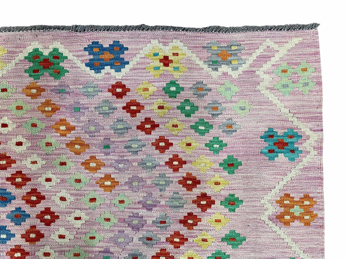 Pink Kilim Rug 6x8 Colorful Turkish Kilim Rug 6 x 8 Flat Weave Kilim Playful Kilim Multicolor Anatolian Chobi New Kilim - Jewel Rugs, view 9