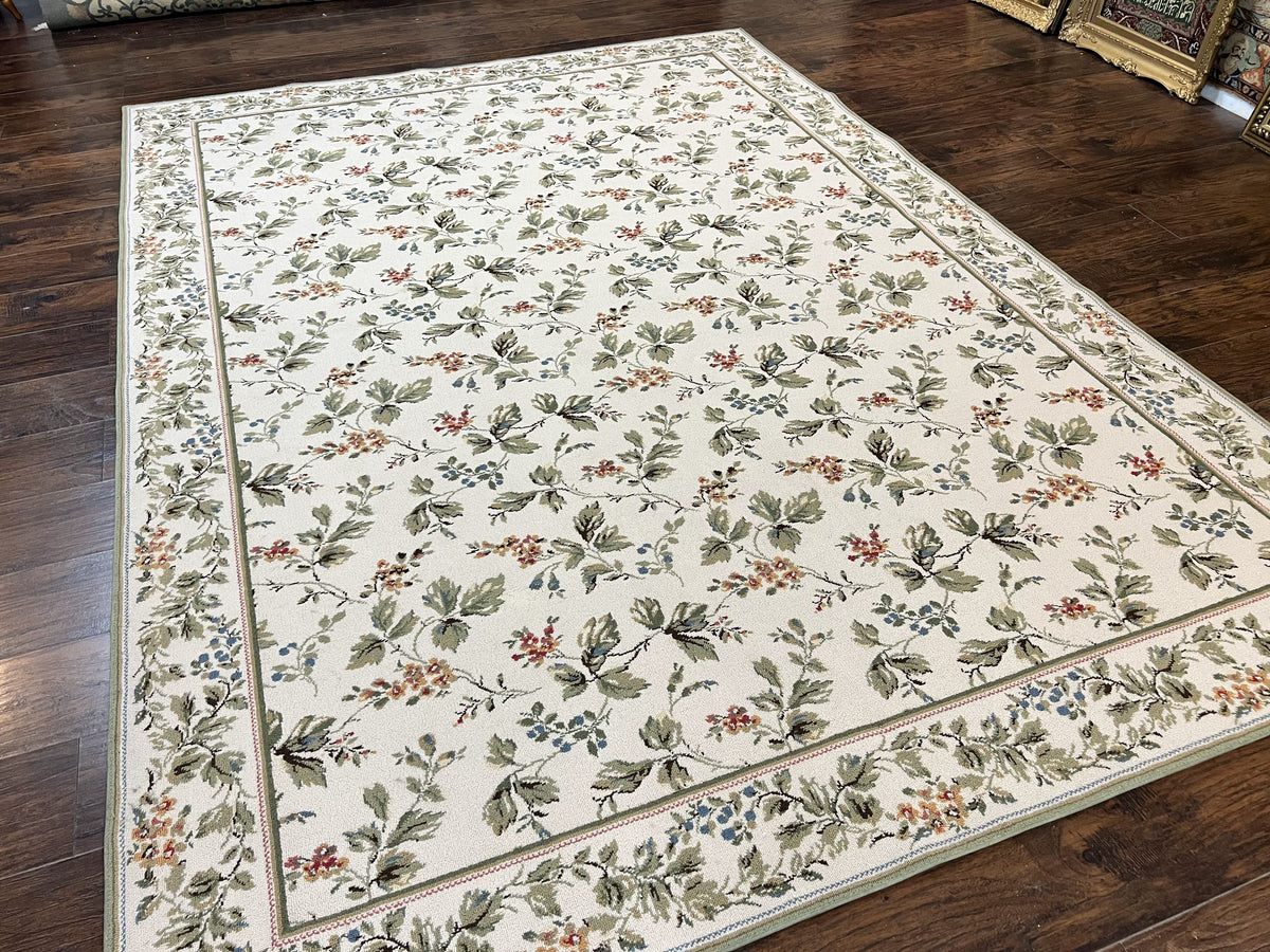Vintage Stark Carpet 7x10, Ivory and Green, European Aubusson Design, Allover Pattern, Stark Rug - Jewel Rugs, view 13