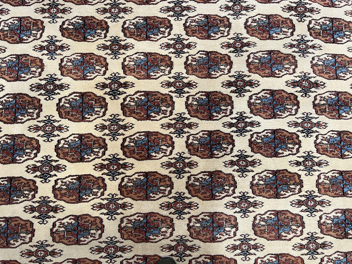 Pakistani Bokhara Rug 8x10, Wool Turkoman Carpet, Ivory/Cream - Jewel Rugs, view 5