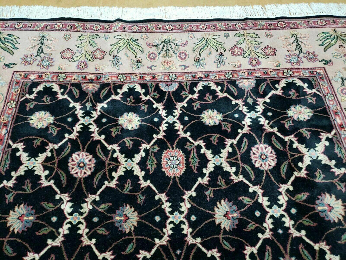 6' X 9' Handmade India Floral Oriental Wool Rug Carpet Hand Knotted Nice Black - Jewel Rugs, view 3