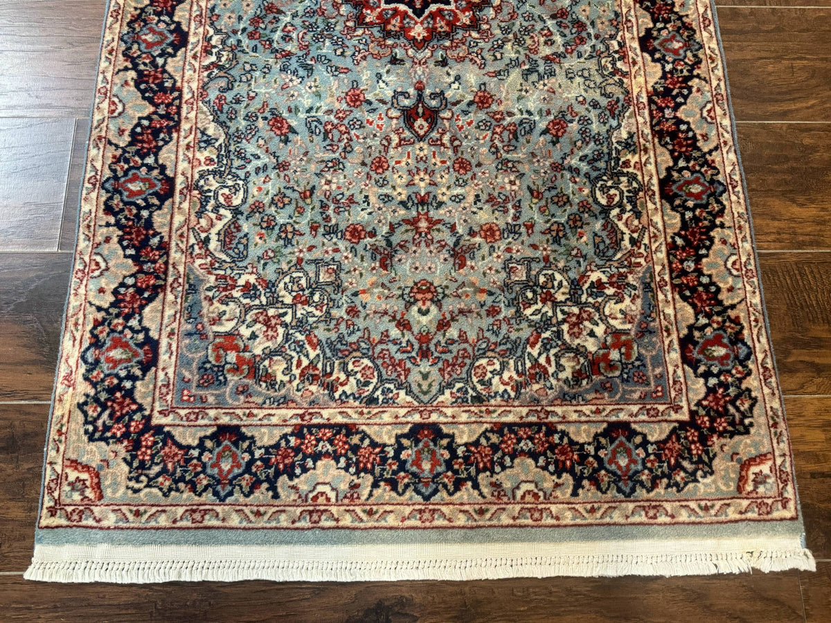 Indo Persian Kerman Rug 3x5, Light Blue, Floral Medallion - Jewel Rugs, view 6