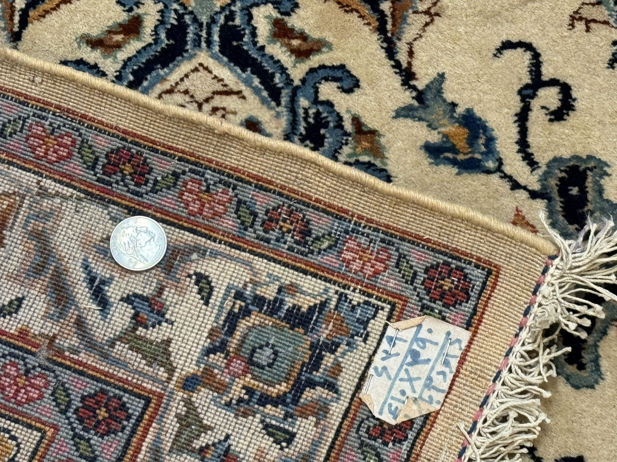 Persian Kashan Rug 10x14, Bone - Beige and Blue, Allover Pattern, Traditional Persian Carpet, Fine 260 KPSI - Jewel Rugs, view 10