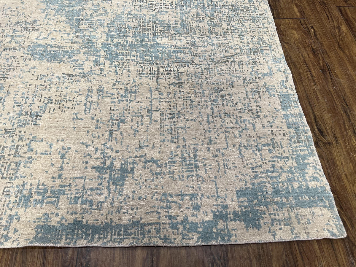 Modern Tibetan Rug 5x8 ft Light Blue and Gray Carpet, Contemporary Wool Rug, Handmade Nepali Rug, Raised Pattern, Tibet Area Rug, Nepal Rug - Jewel Rugs, view 10