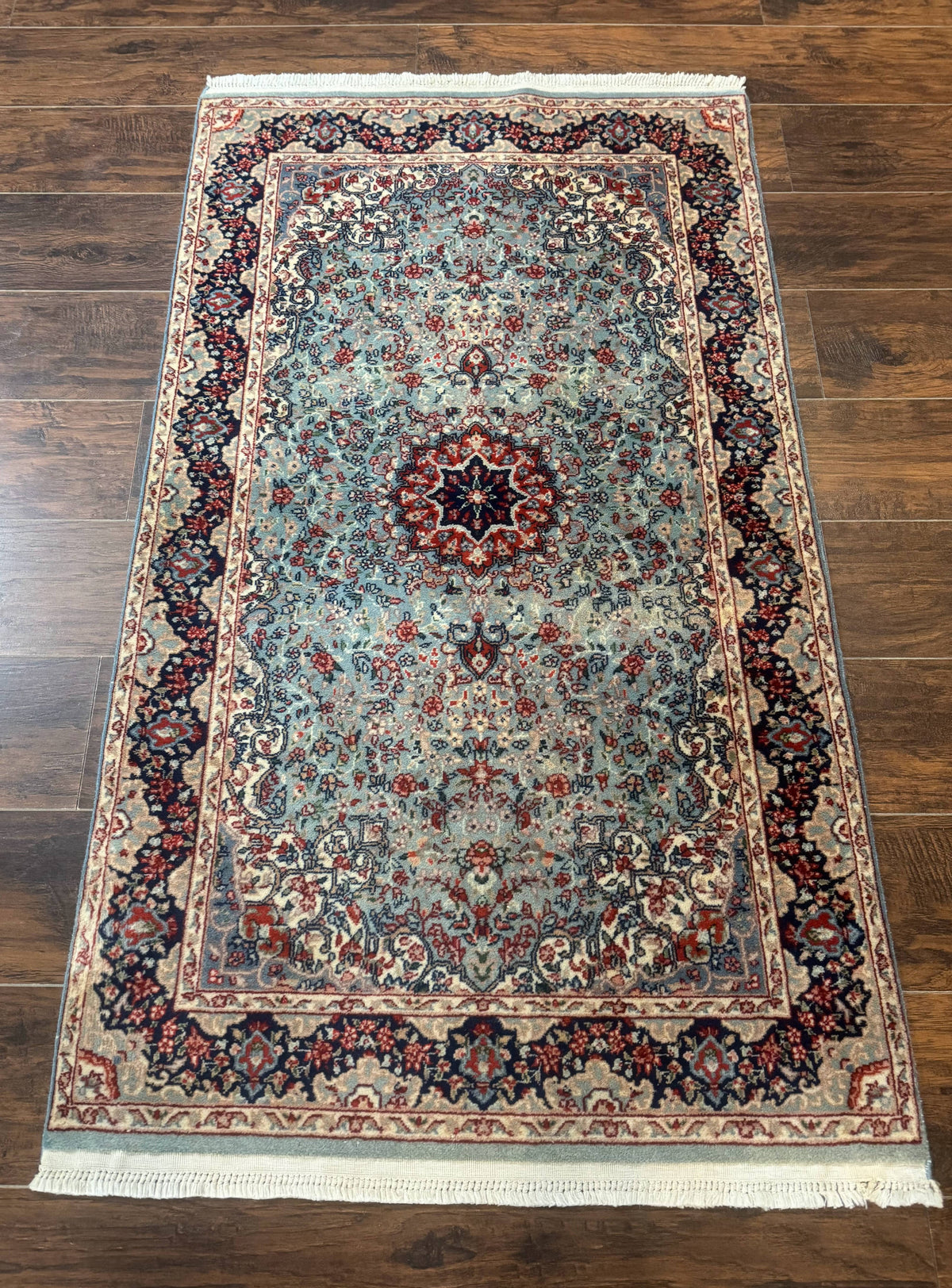 Indo Persian Kerman Rug 3x5, Light Blue, Floral Medallion - Jewel Rugs, view 2