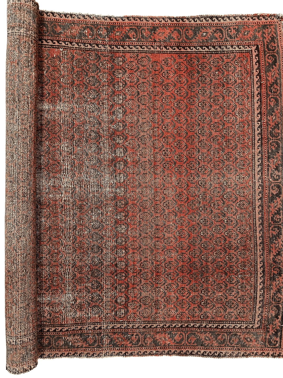 Antique Persian Rug 4x5 | Rust, Brown & Pink | Hand-Knotted Wool - Rugistan, view 2
