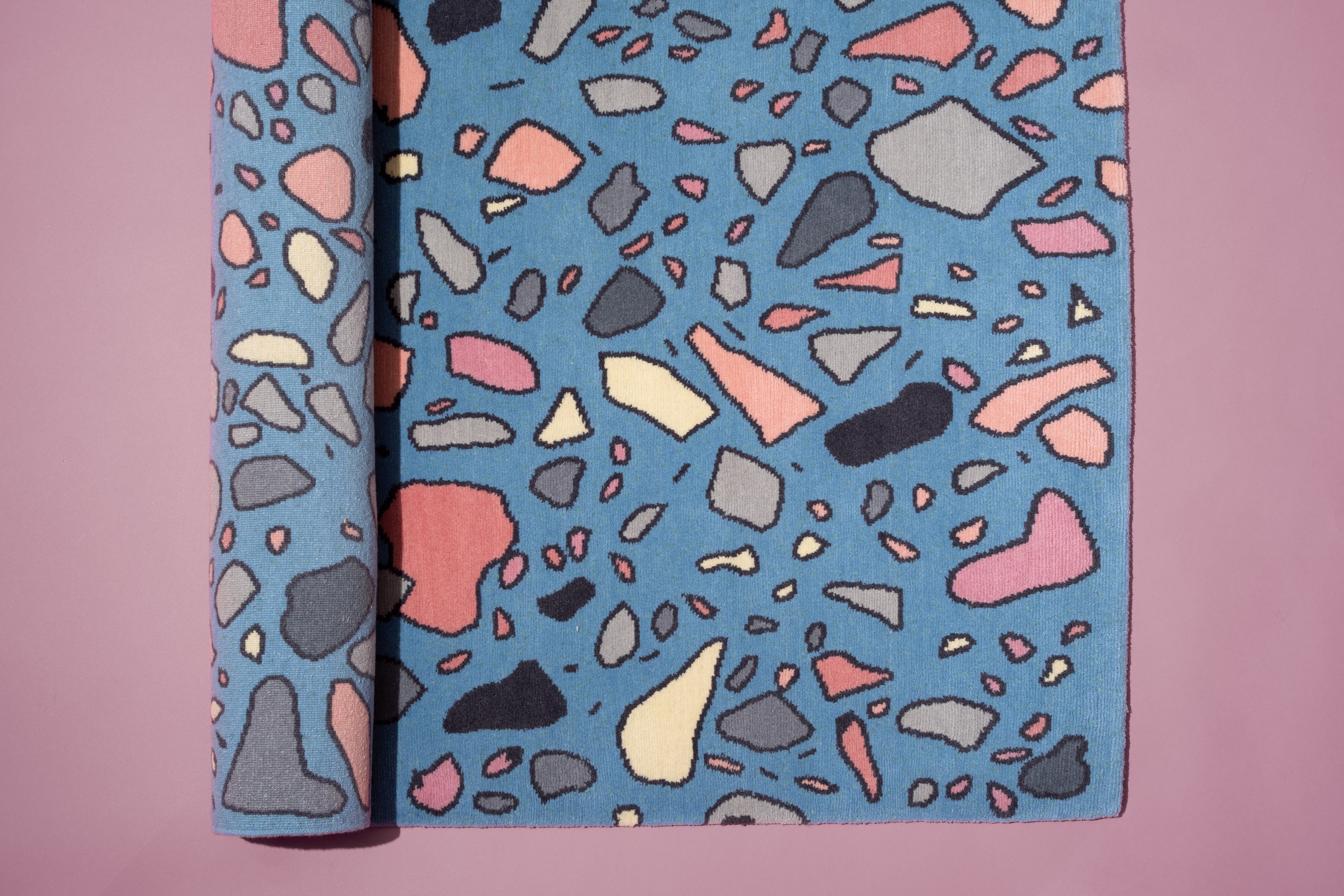 "Mondello" - Handmade Nepalese Wool Rug, Mediterraneo Terrazzo - image 4