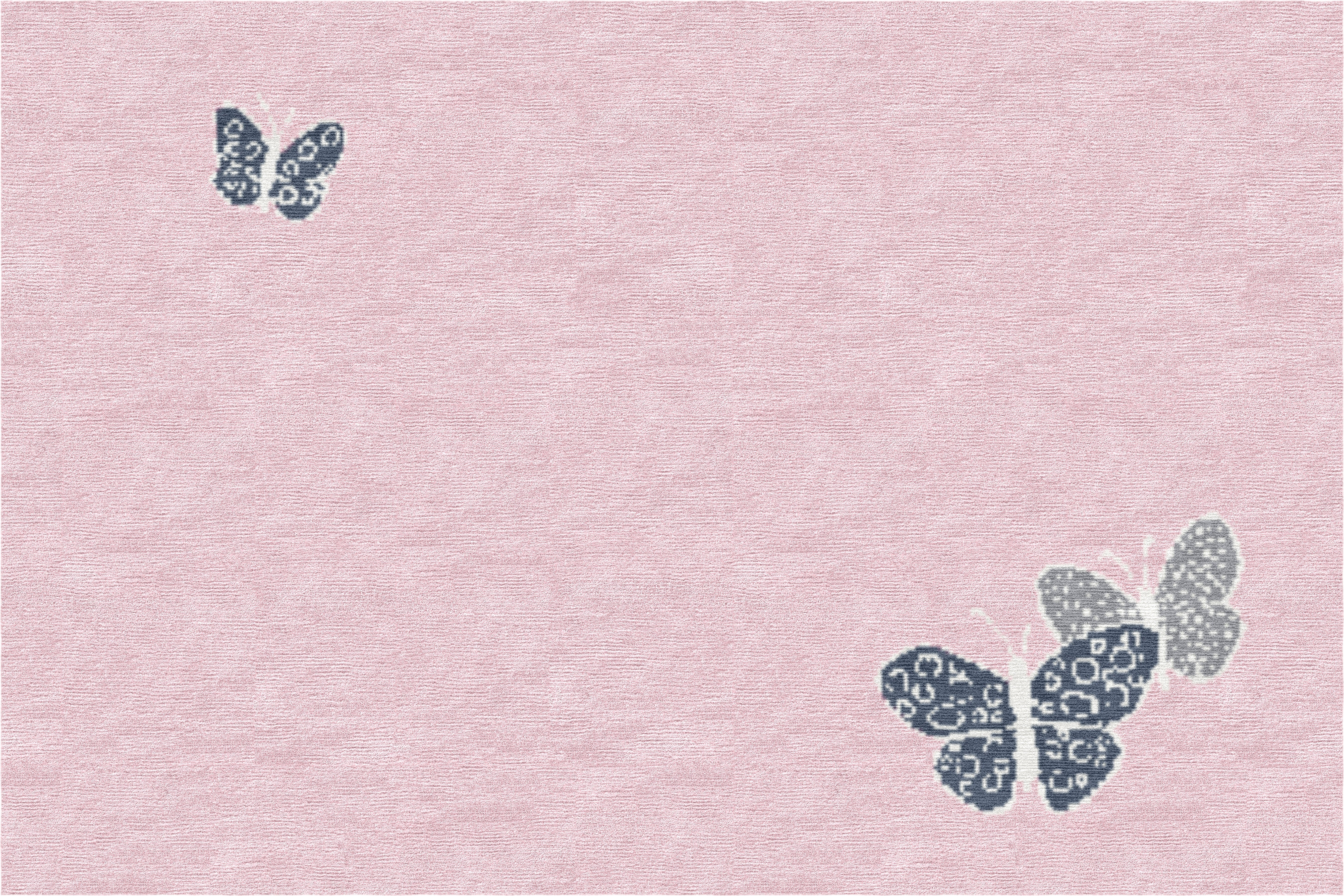 "Spirit in the Sky" - Bright Pink Round Butterfly Rug in Wool