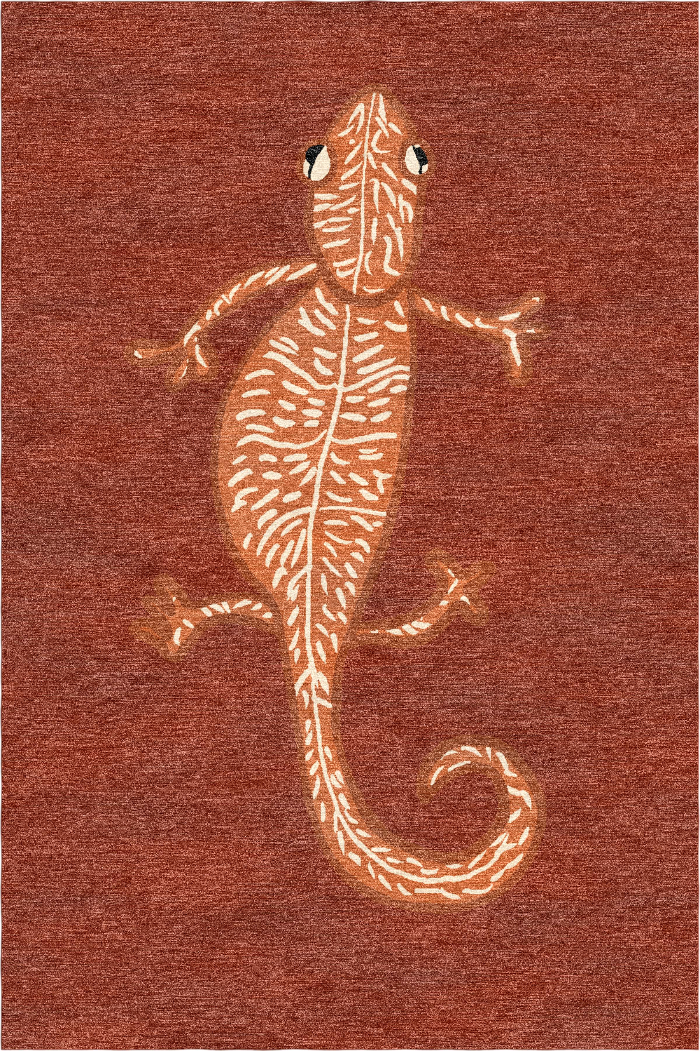 "Wall Watcher" - Terracotta Handmade Wool Rug, Wall Watcher - image 4