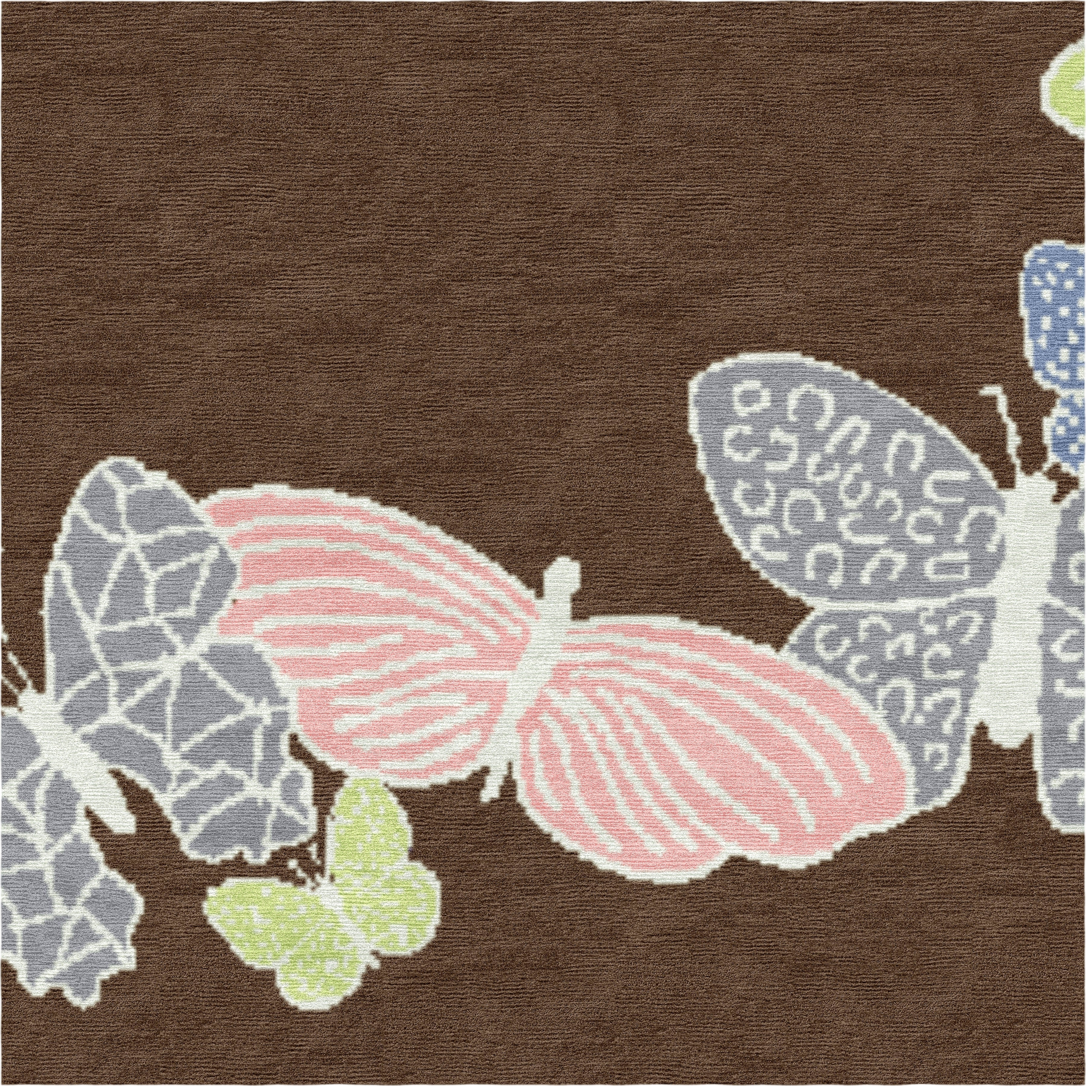 "Spirit in the Night Sky" - Dark Brown Round Butterfly Rug in - image 5