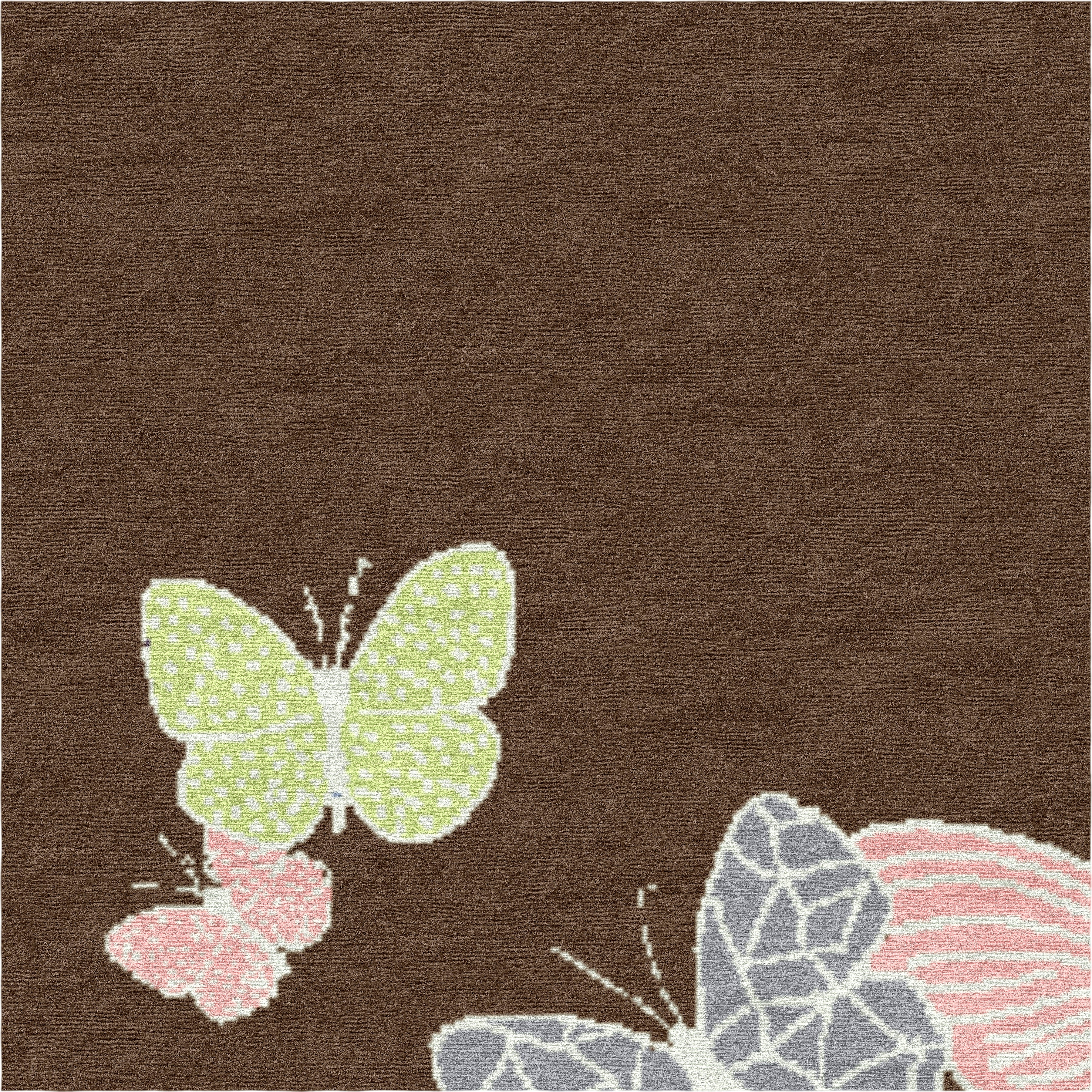 "Spirit in the Night Sky" - Dark Brown Round Butterfly Rug in - image 6