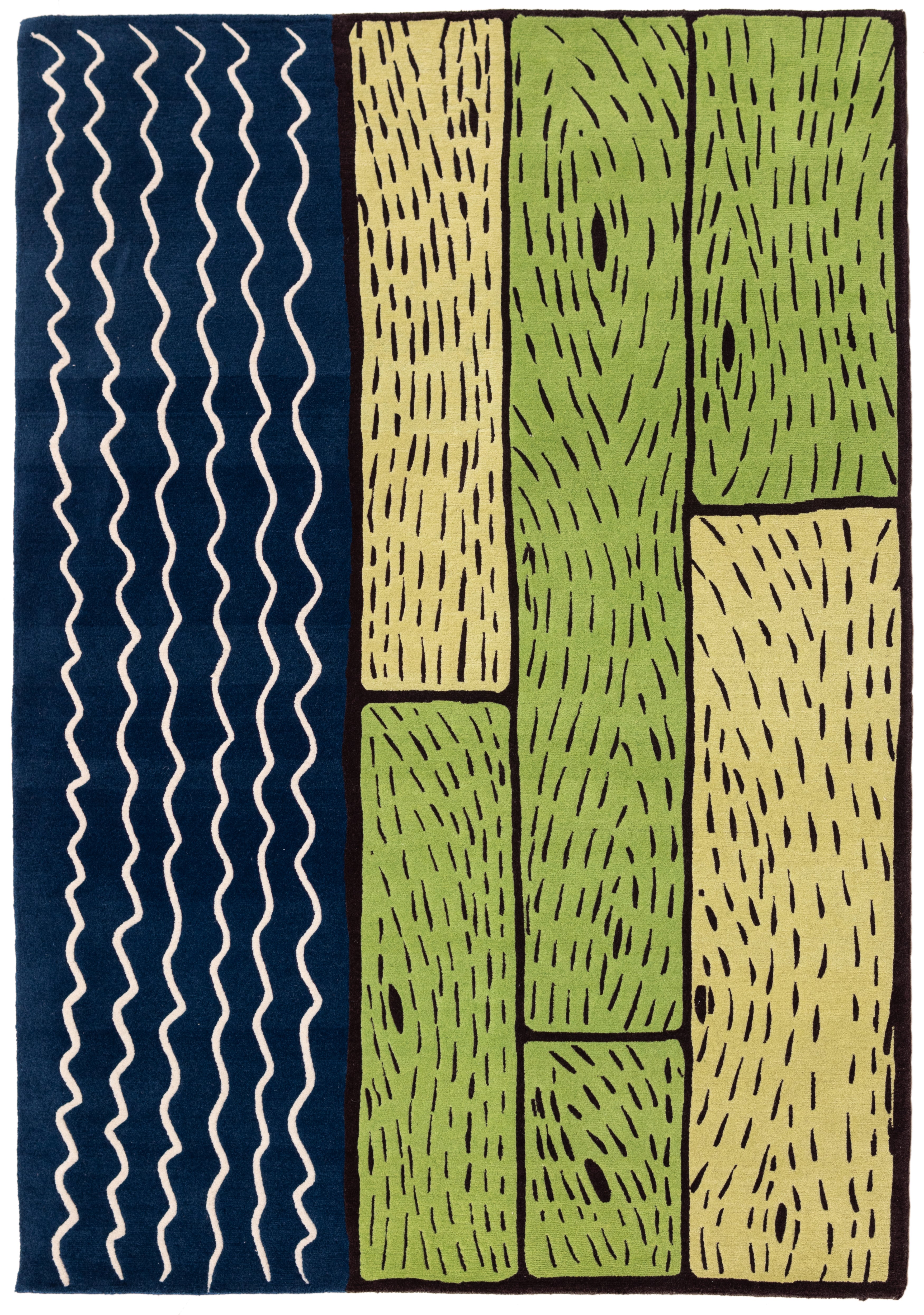 "Sapphire Streams" - Handmade Nepalese Wool Rug, Secret Gardens - image 3