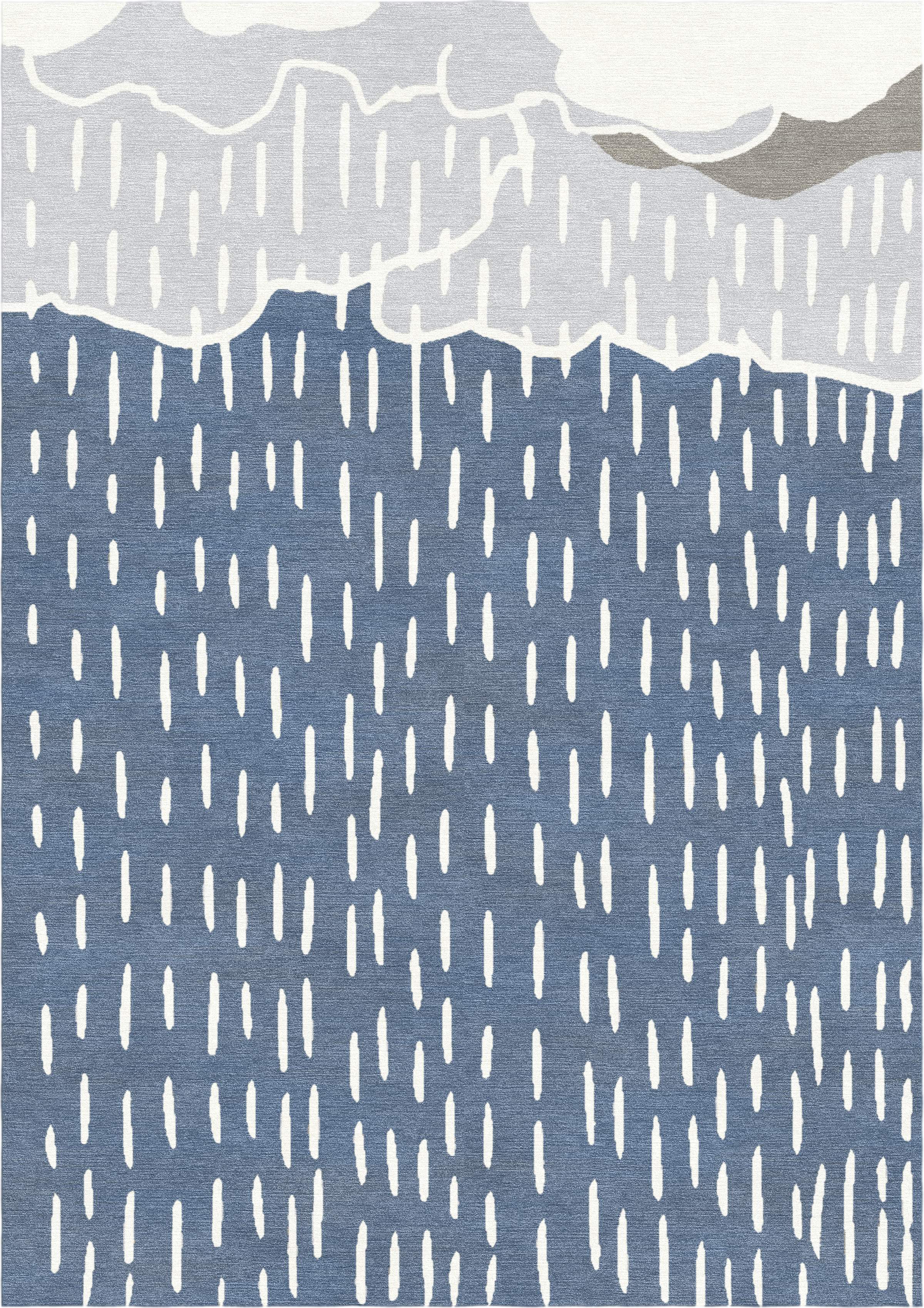 "Pioggia" - Gray Handmade Wool and Silk Rug, Rain Collection - image 5