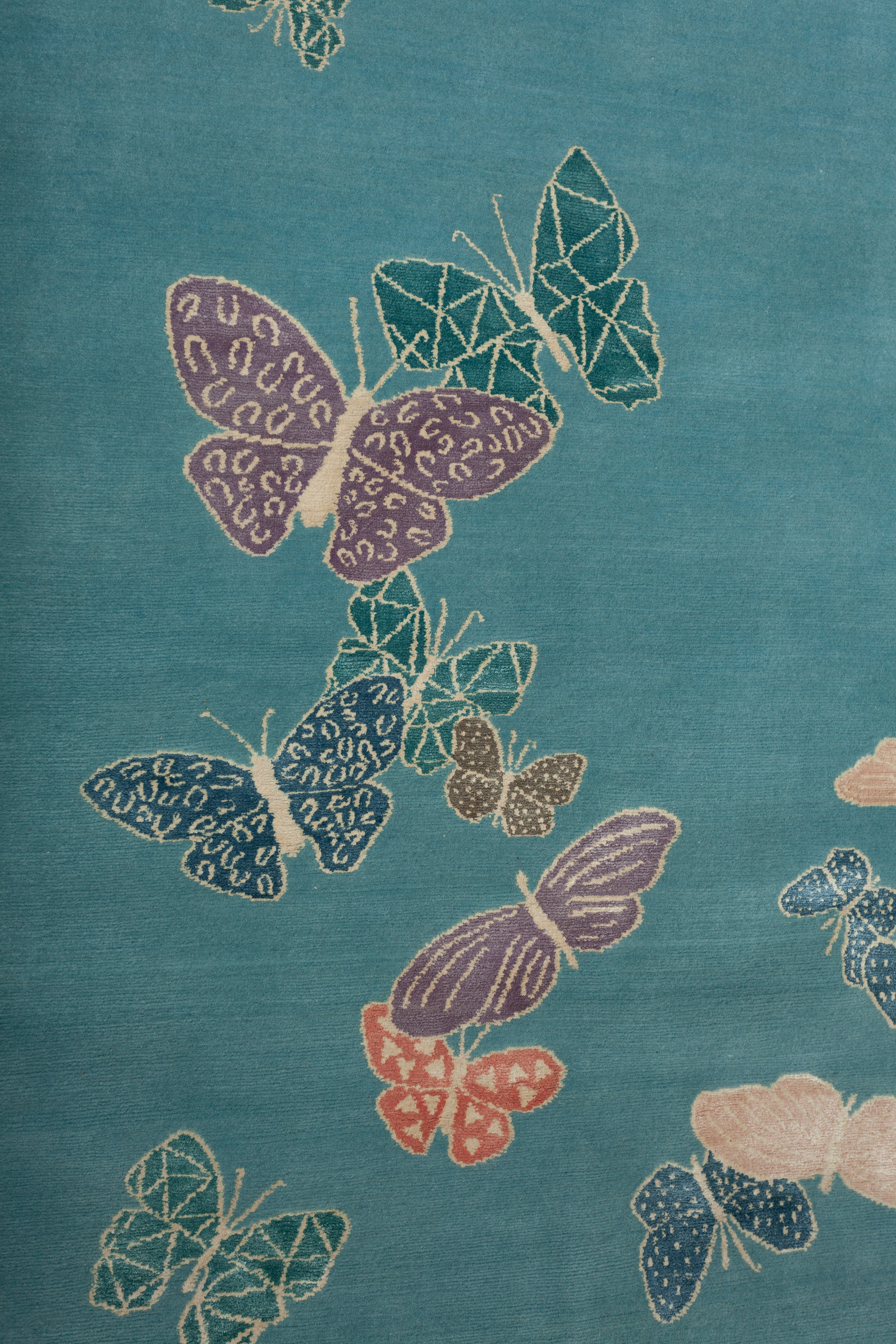 "Spirit in the Sky" - Aqua Butterfly Rug in Wool and Silk - image 3