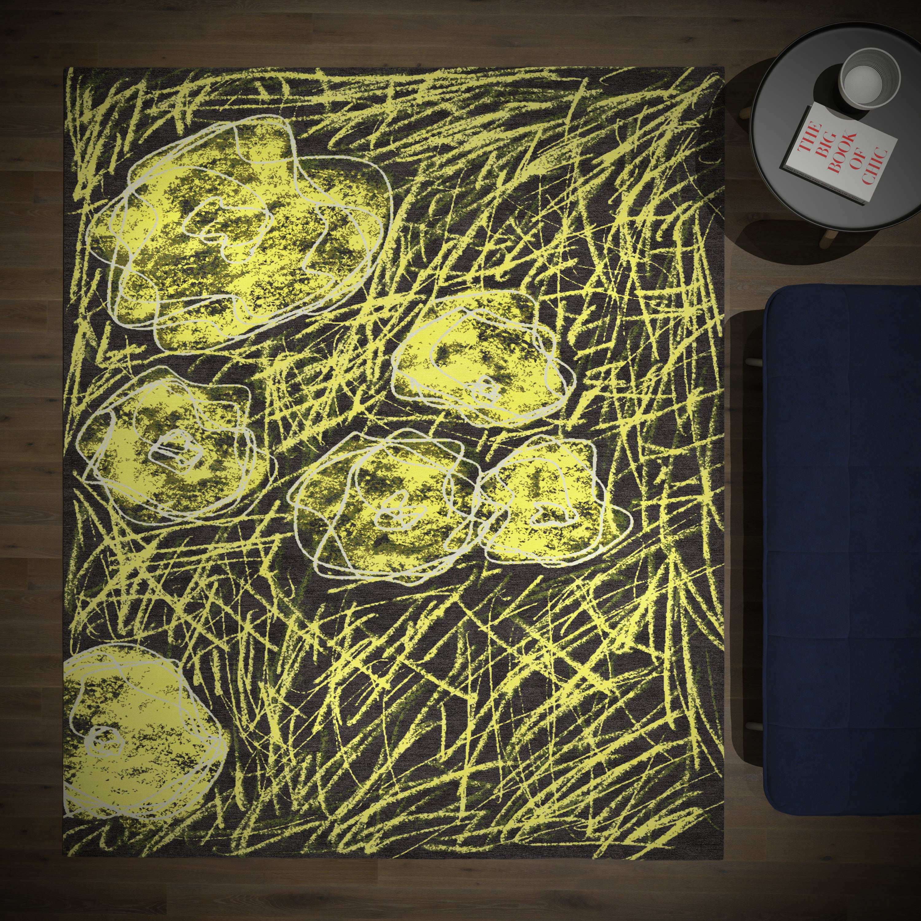 "Room for Ritual" - Butter Yellow Hand-Knotted Floral Rug in - image 6