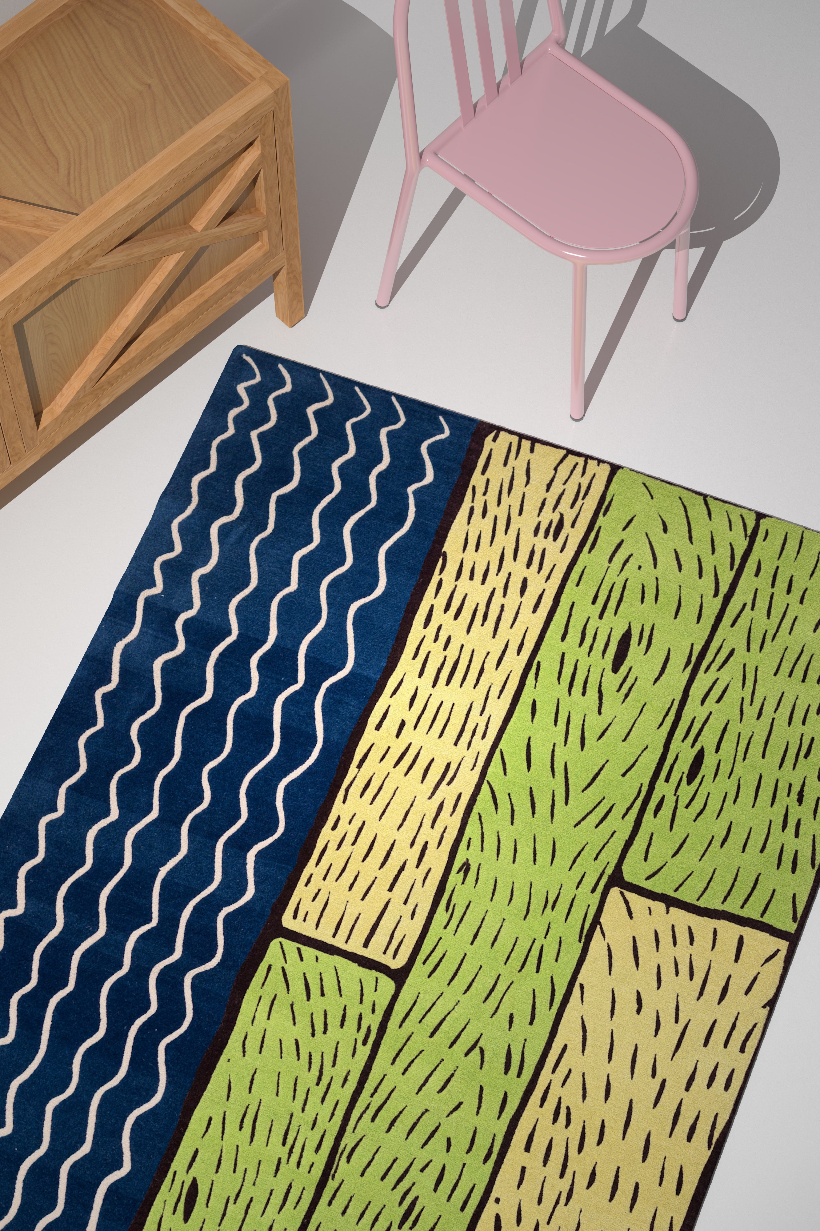 "Sapphire Streams" - Handmade Nepalese Wool Rug, Secret Gardens - image 4
