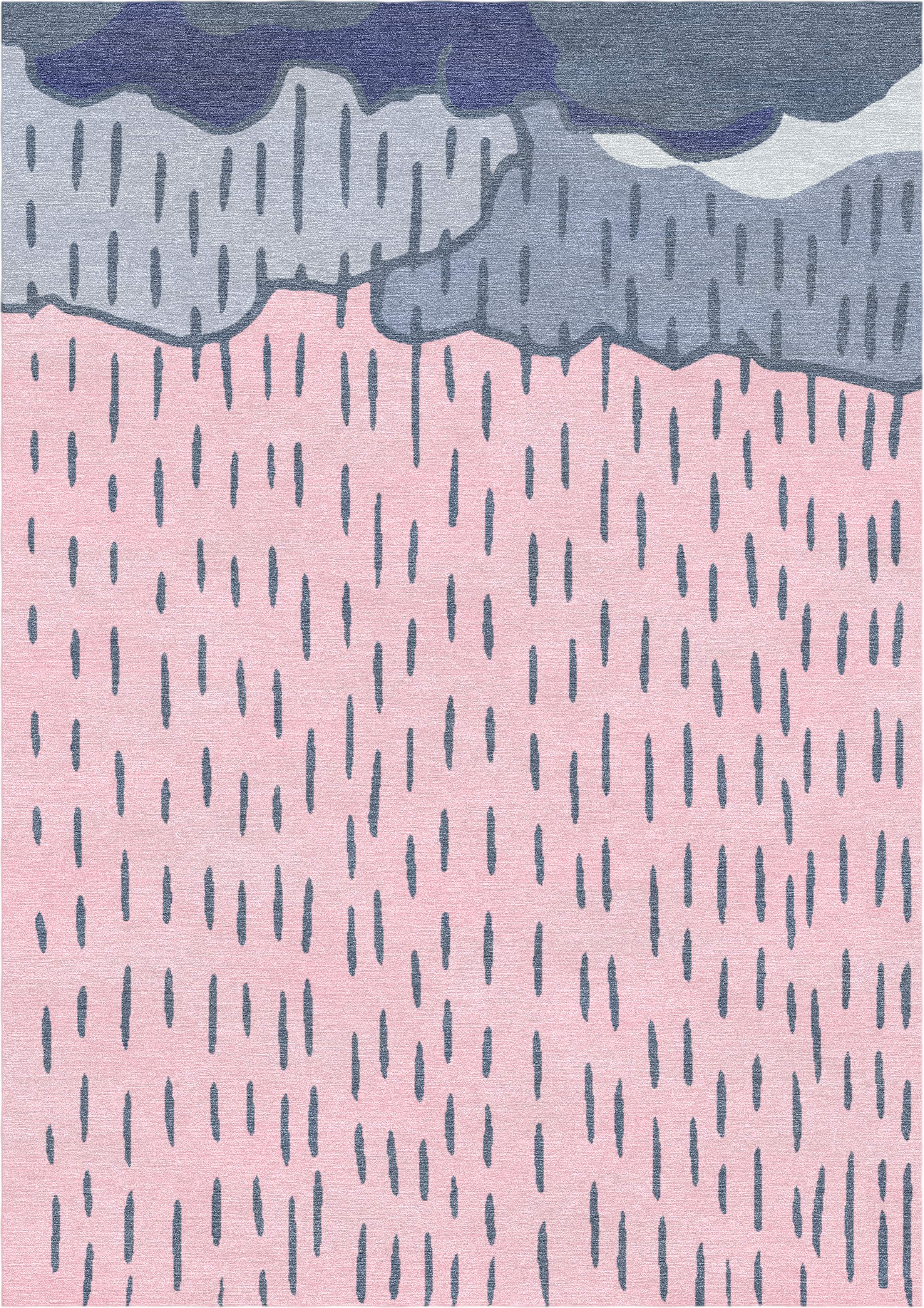 "Pioggia" - Pink Handmade Wool Rug, Rain Collection - image 6