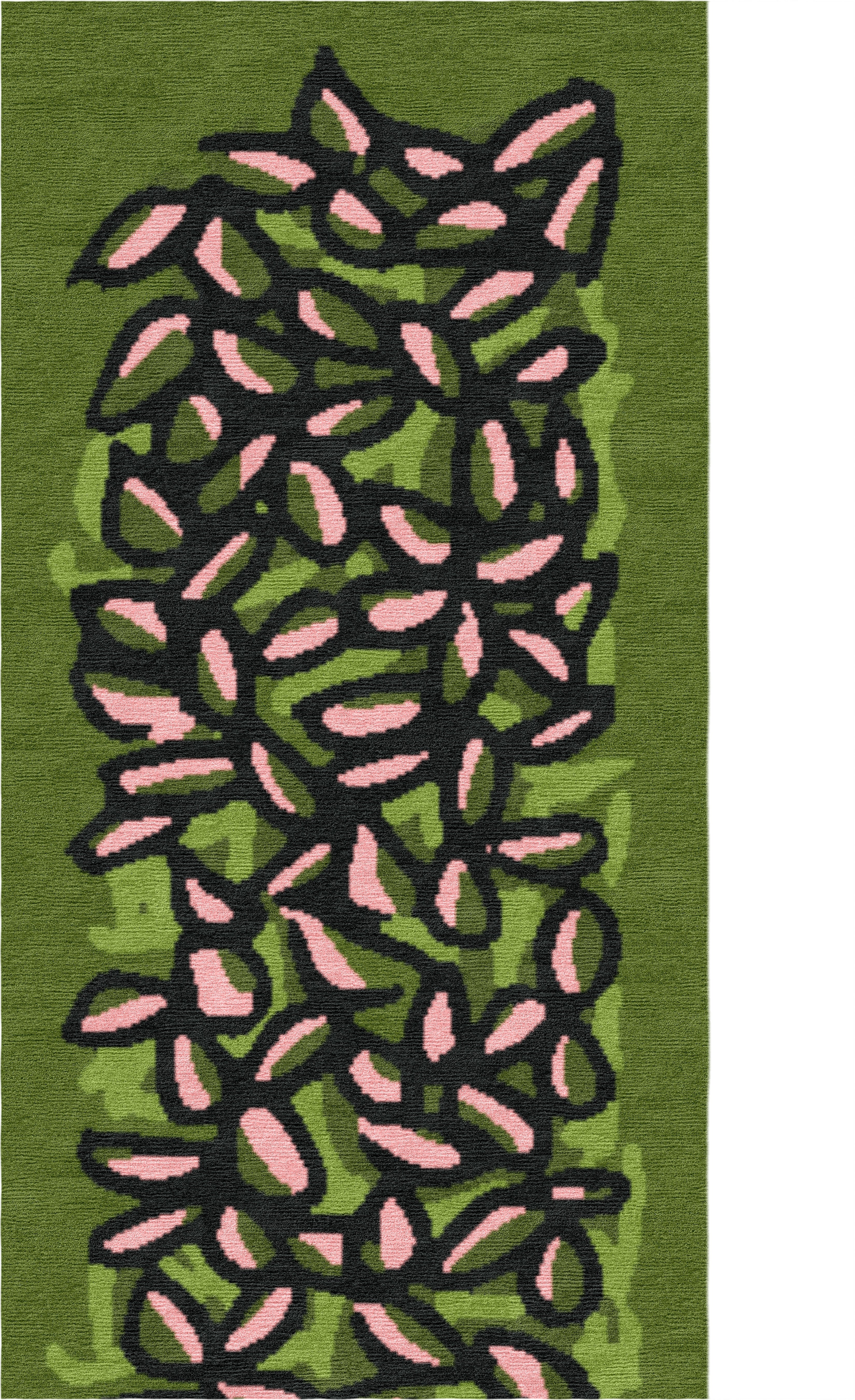 "The Turn" - Small Flowers L-Shaped Hand-Knotted Wool Runner - image 3