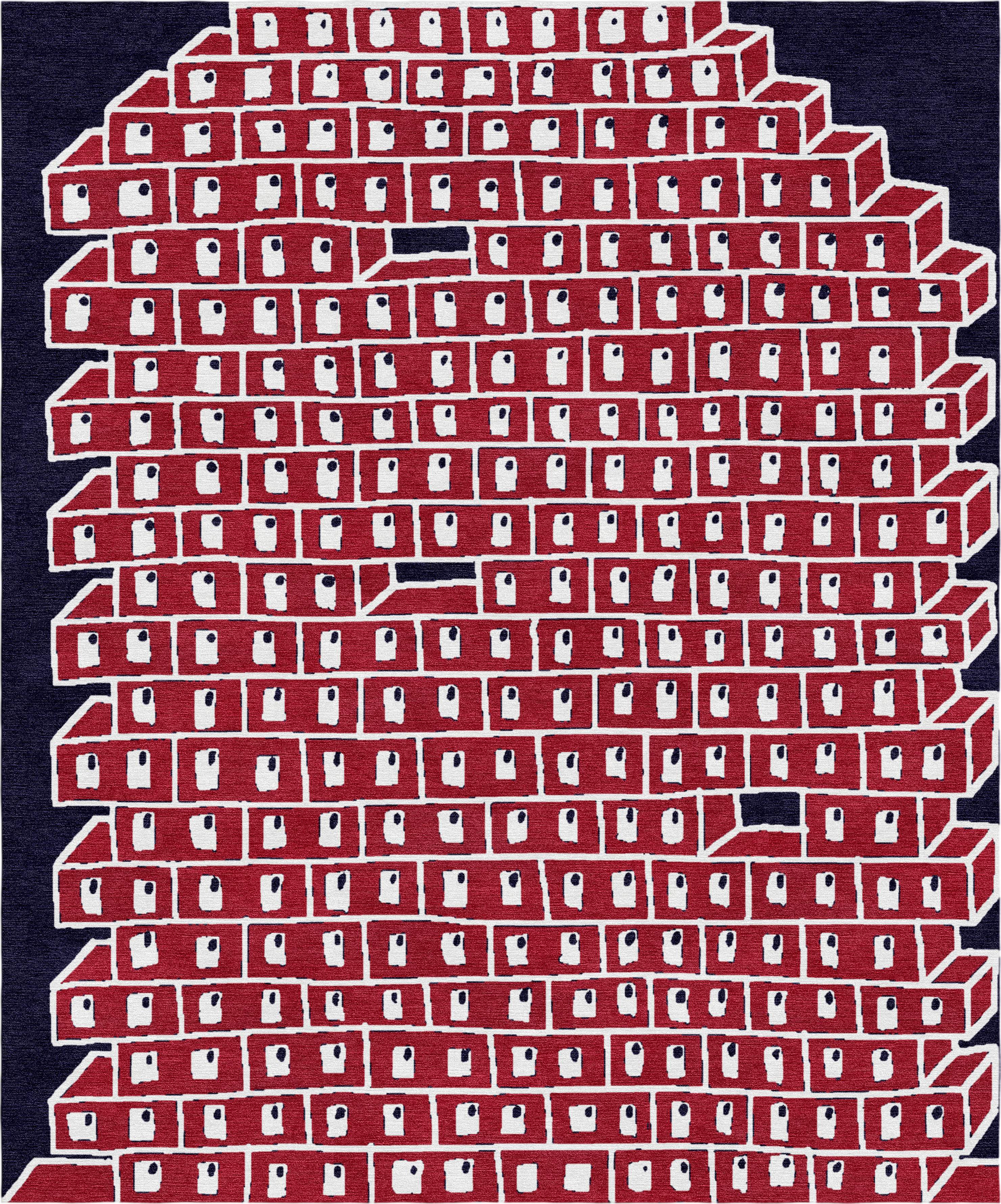 Hollow Brick Wall - Red, White and Dark Blue Handmade Nepalese - image 3