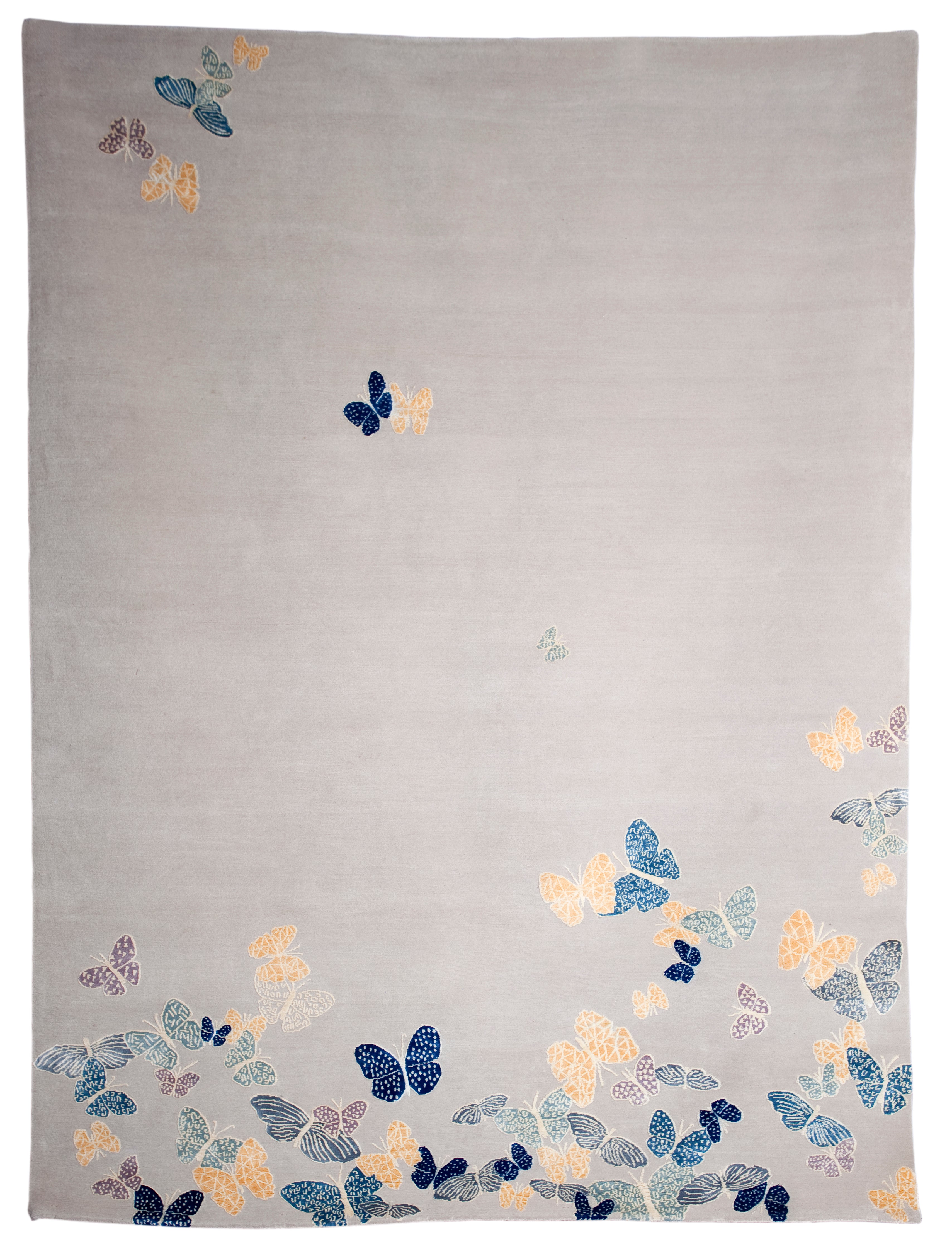"Spirit in the Sky" - Beige Butterfly Rug in Wool and Silk - image 4