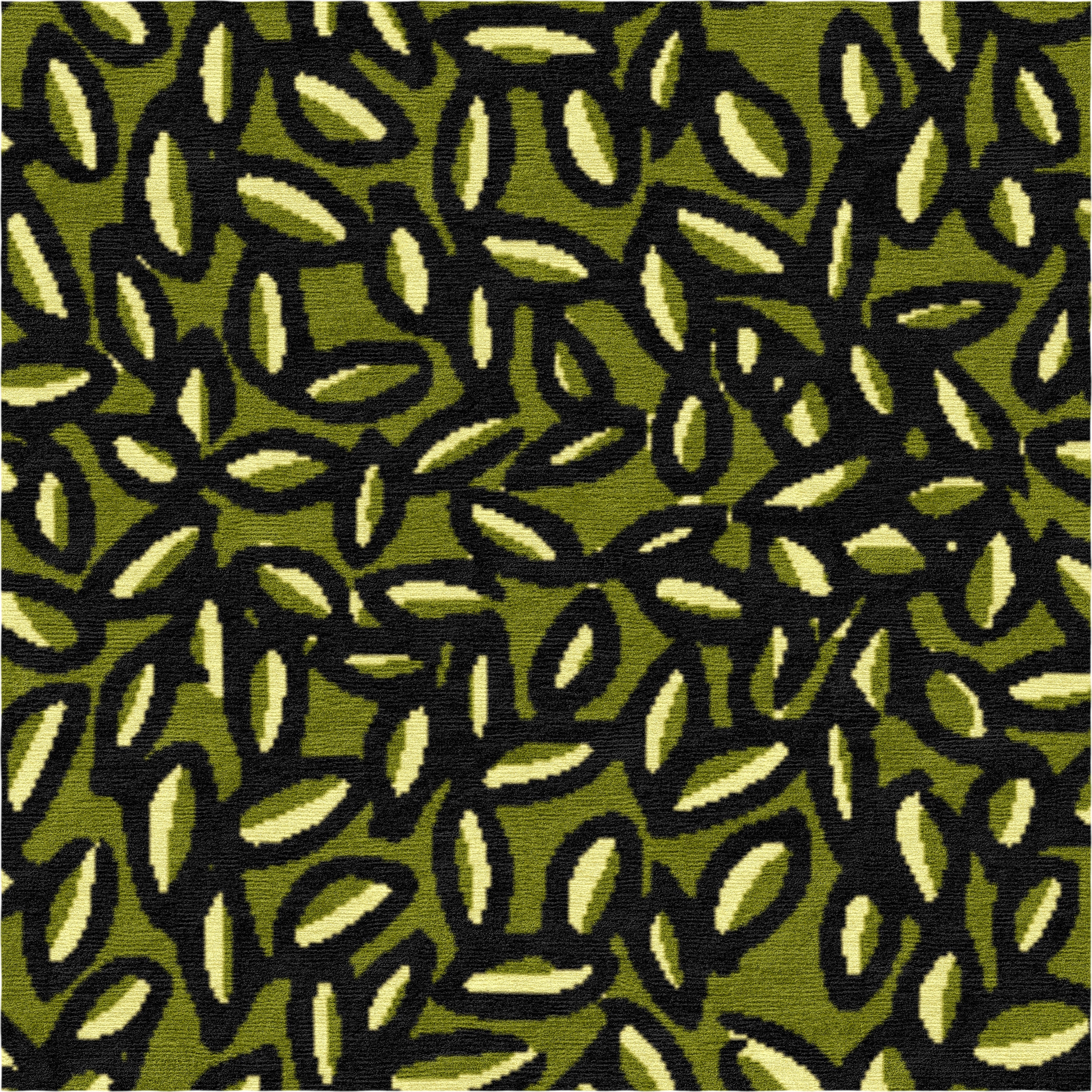 "Lime Canopy" - Handmade Nepalese Wool Rug, Secret Gardens